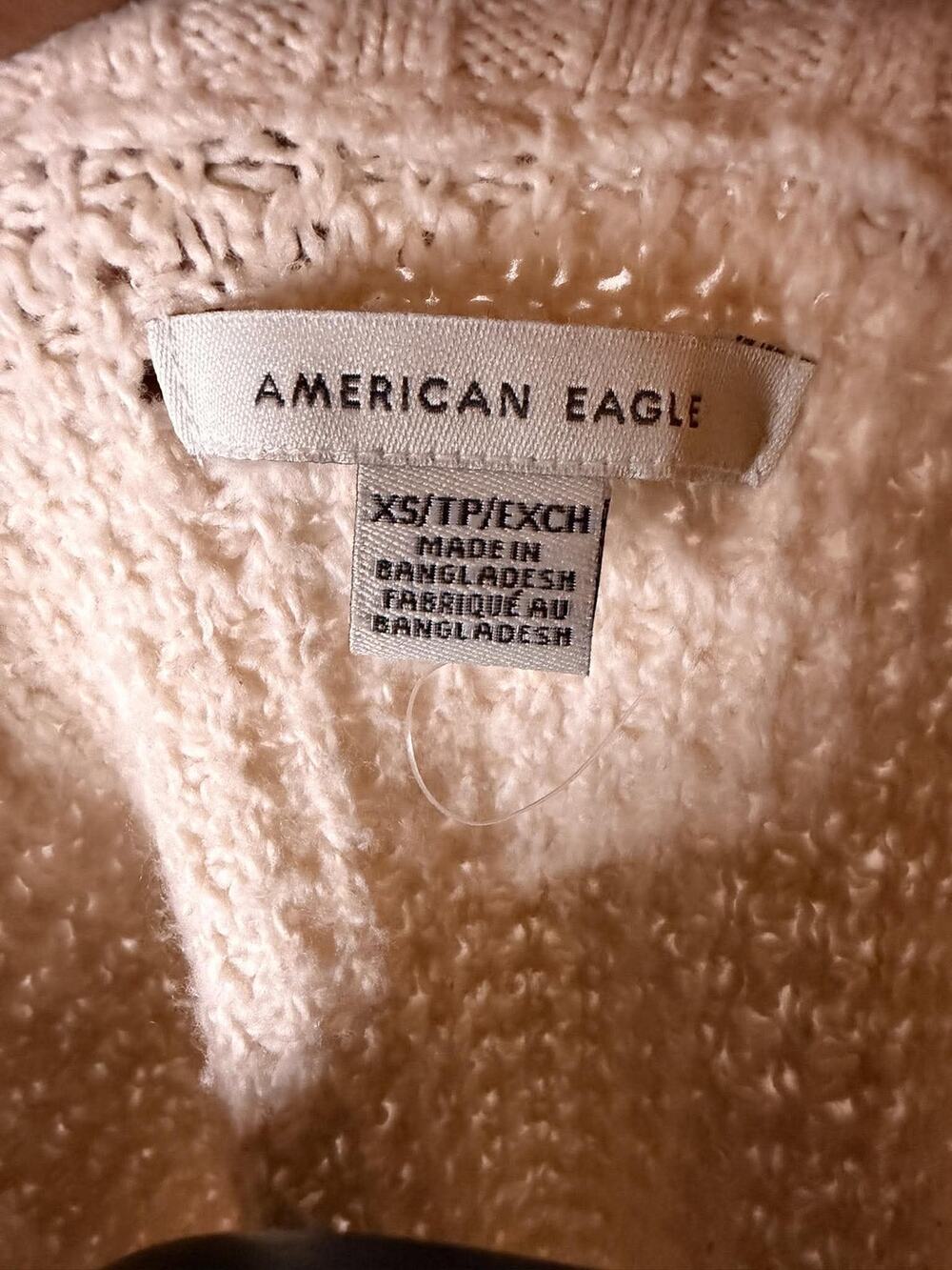 American Eagle Cream Open Knit Sweater XS Oversized Coastal Knit